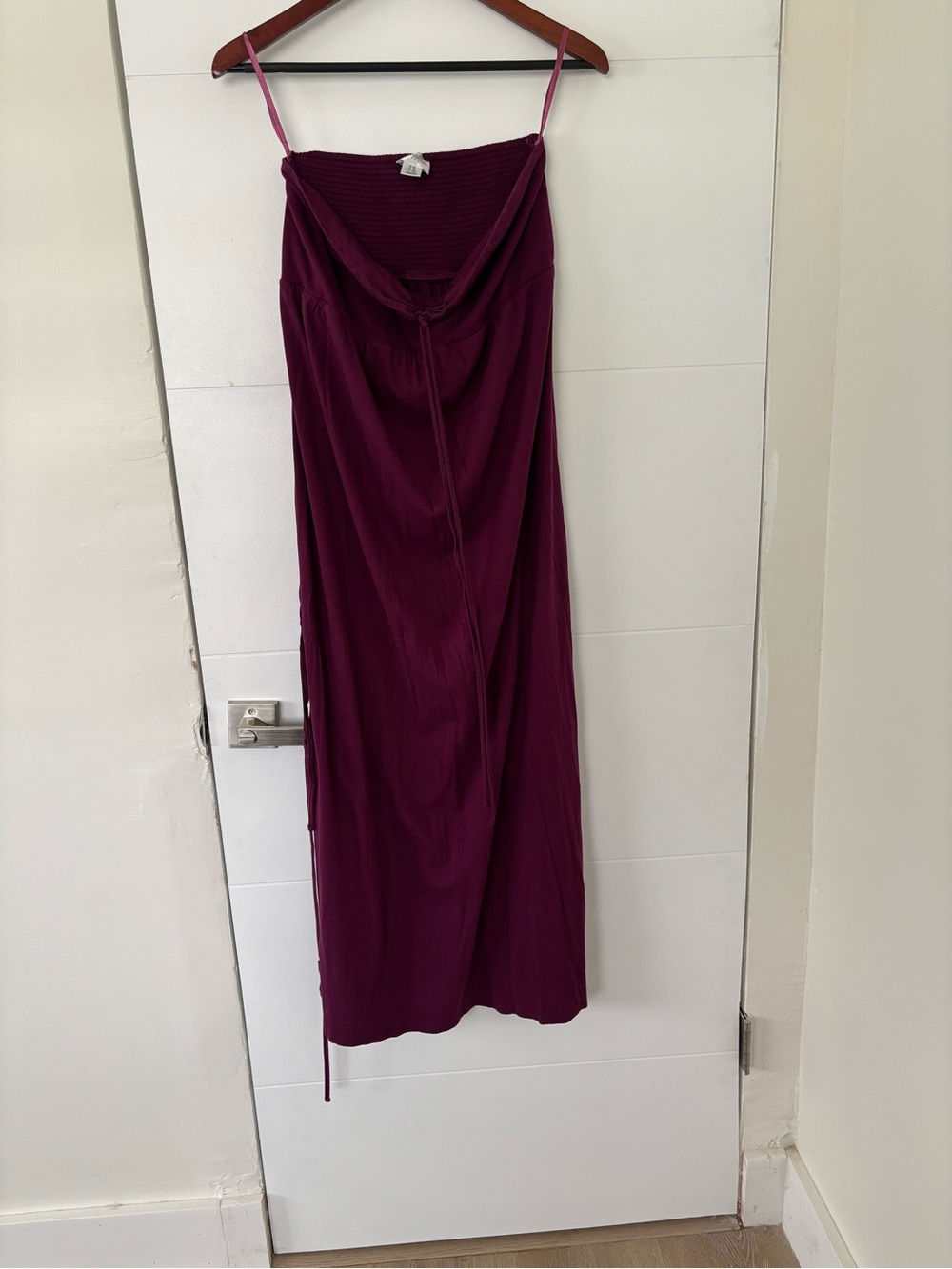 Strapless Motherhood Maternity Maxi  dress in Plum color